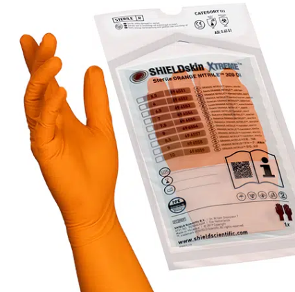 GUANTI STERILI IN NITRILE ARANCIONE SHIELD